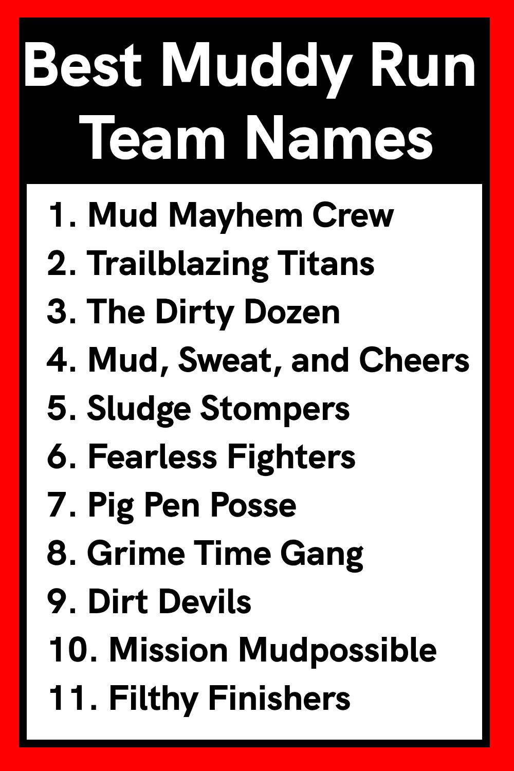 Best Muddy Run Team Names