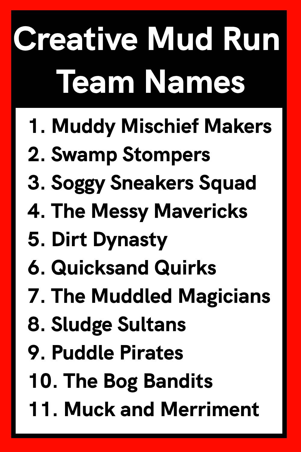 Creative Mud Run Team Names