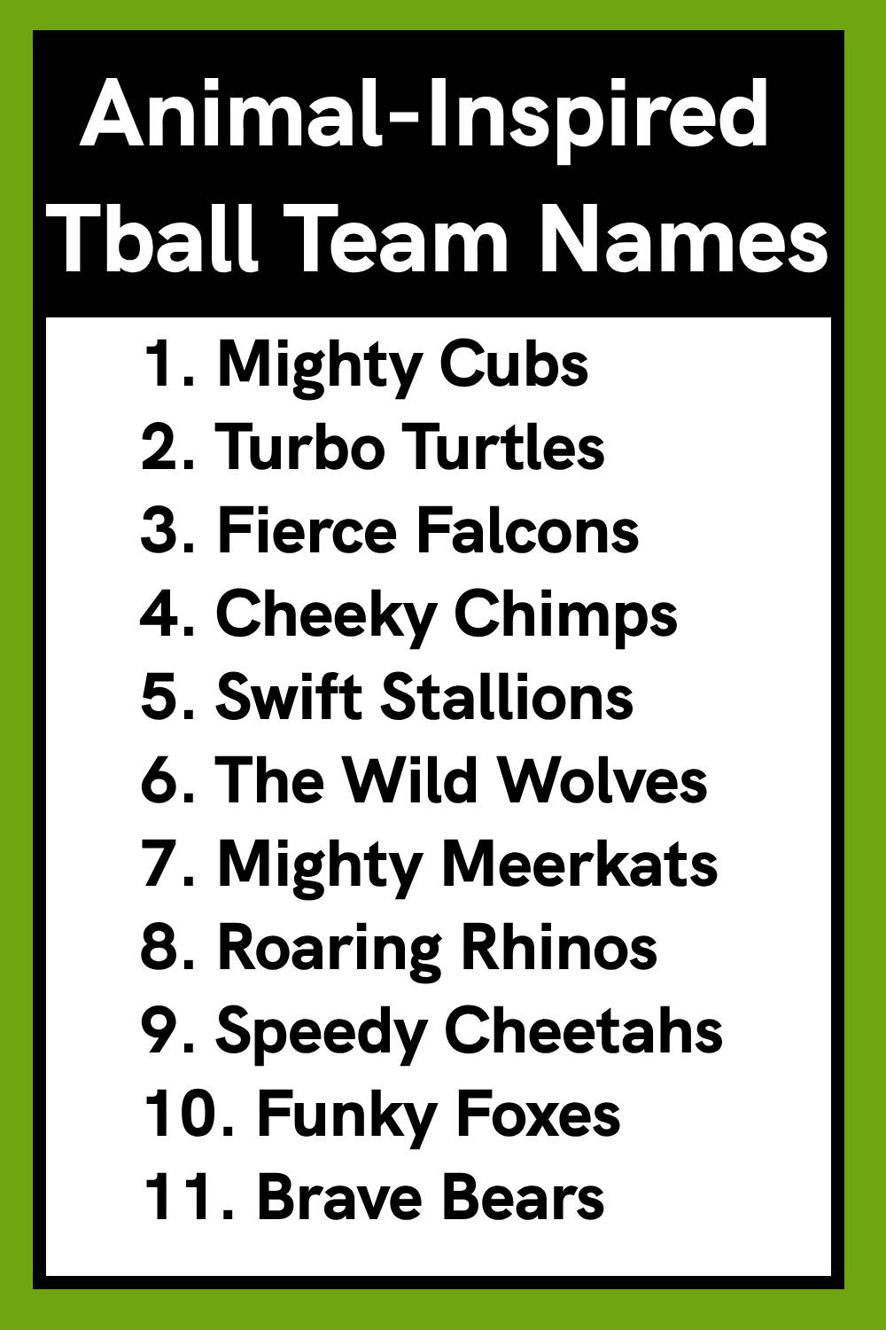 Animal-Inspired Tball Team Names