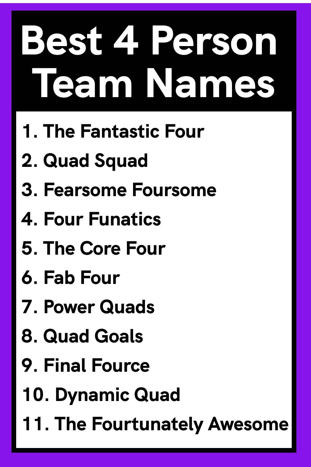 Best 4 Person Team Names