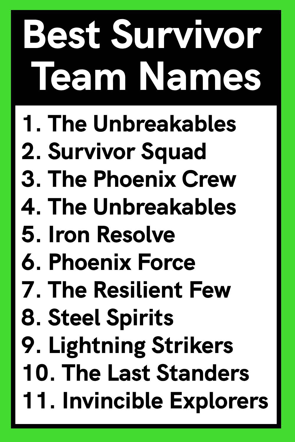 Best Survivor Team Names