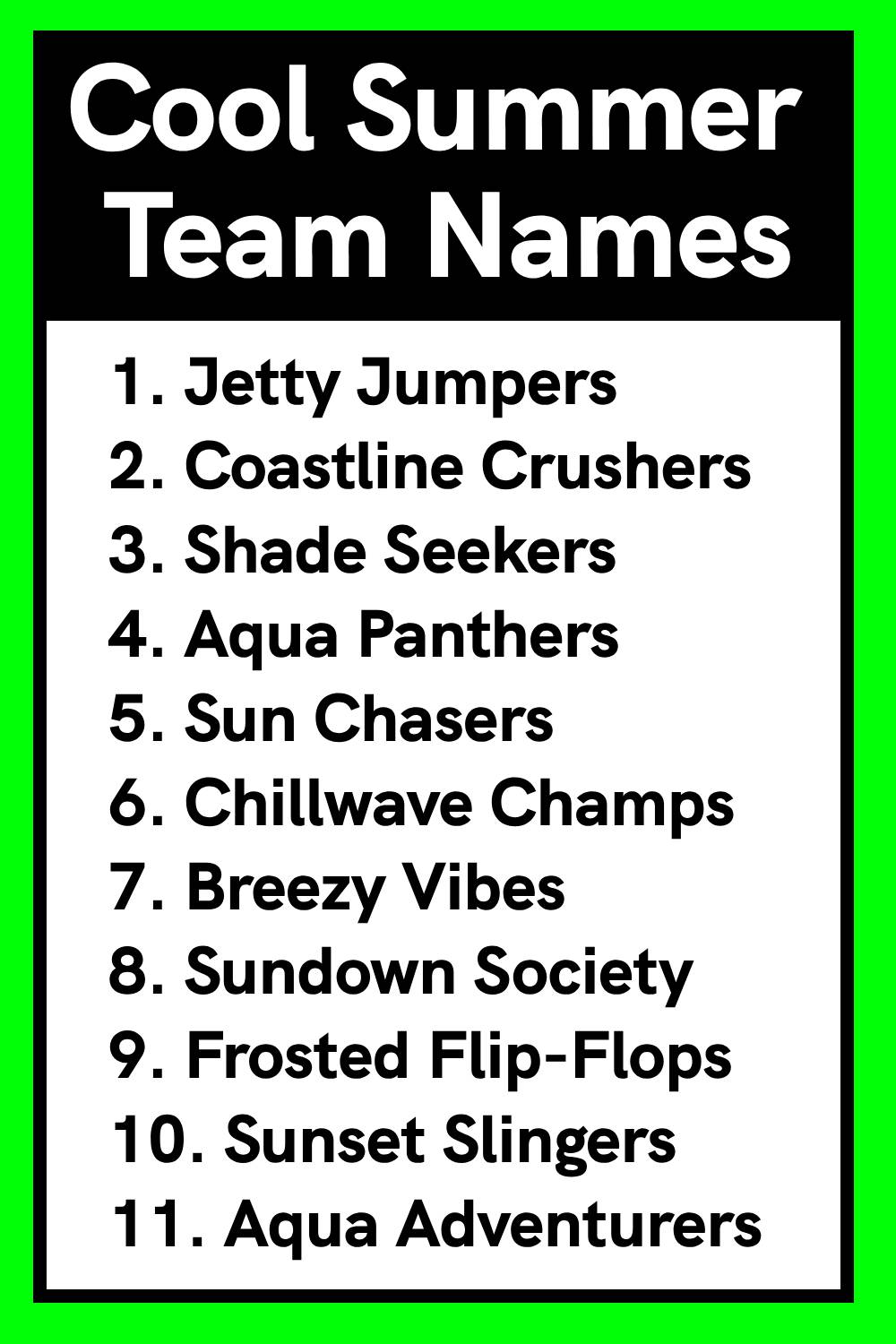 Cool Summer Team Names