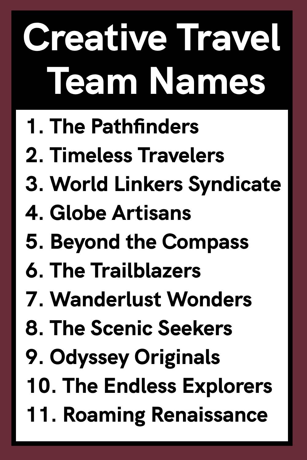 Creative Travel Team Names
