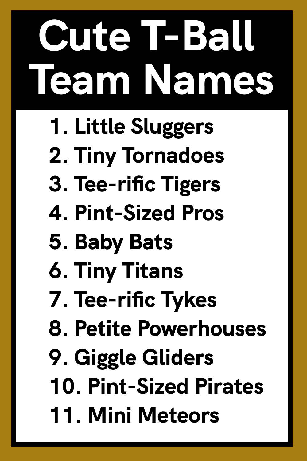 Cute T-Ball Team Names