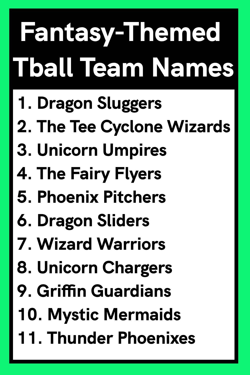 Fantasy-Themed Tball Team Names