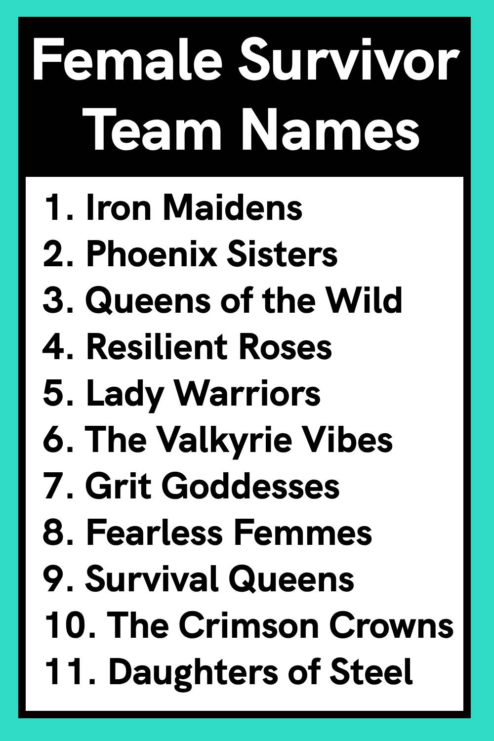 Female Survivor Team Names