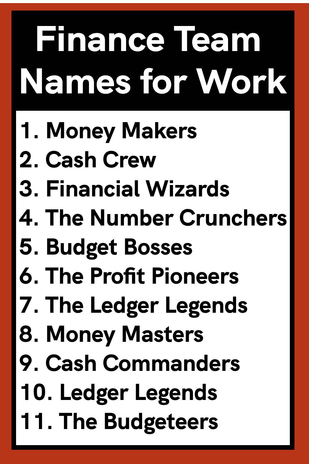 Finance Team Names for Work