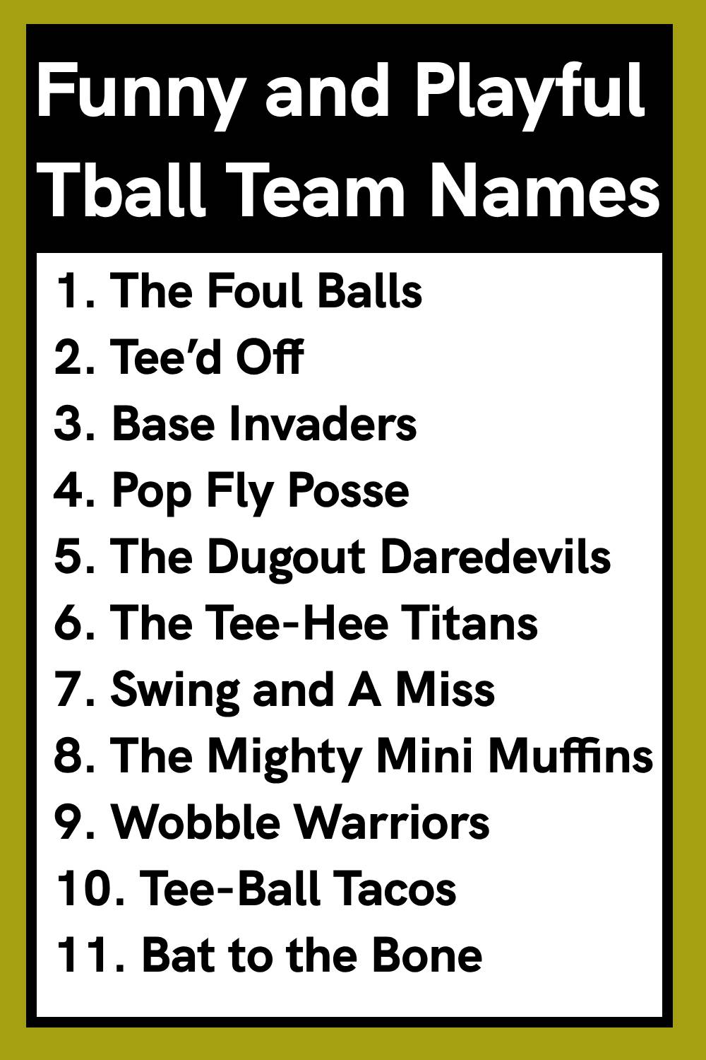 Funny and Playful Tball Team Names