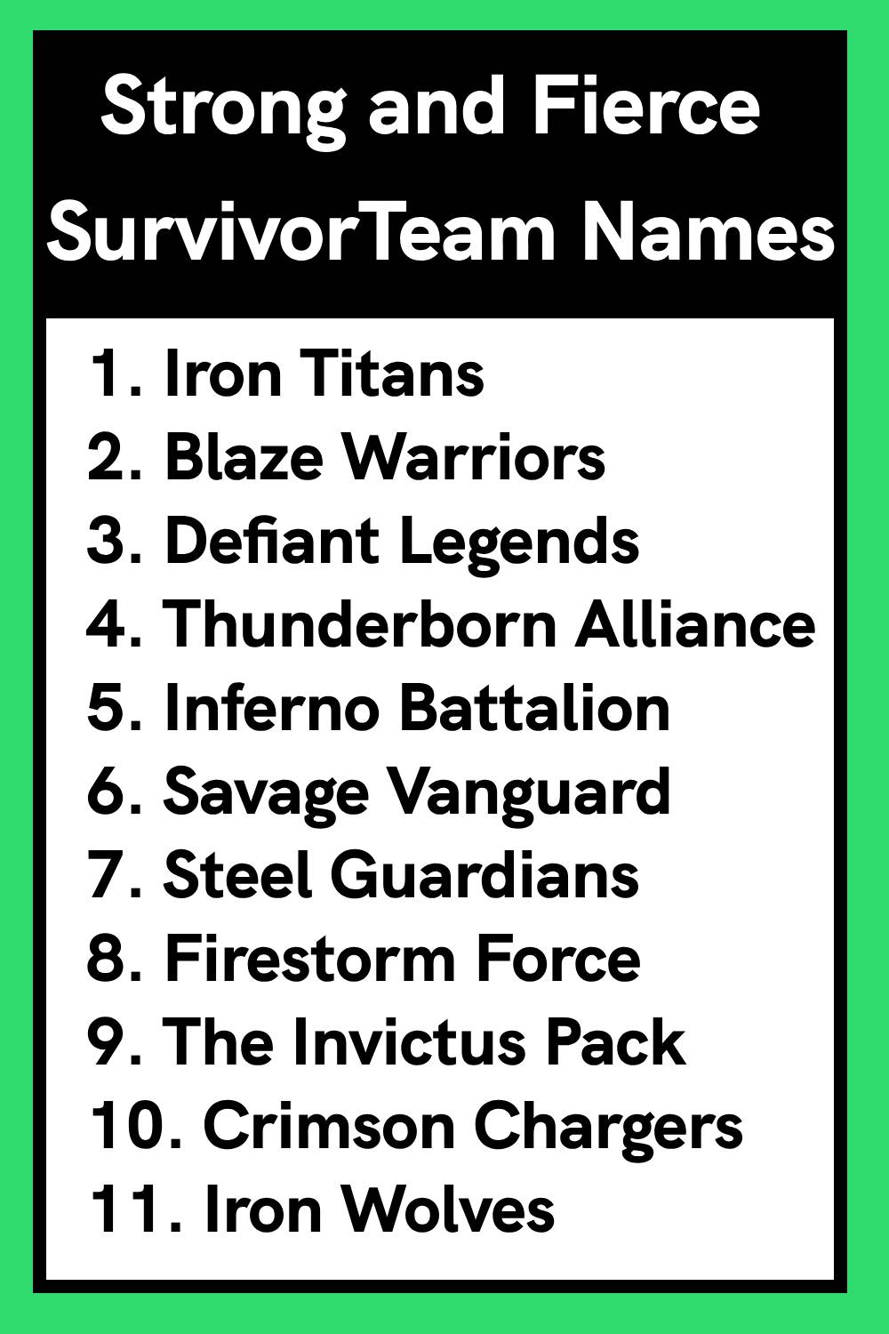 Strong and Fierce Survivor Team Names