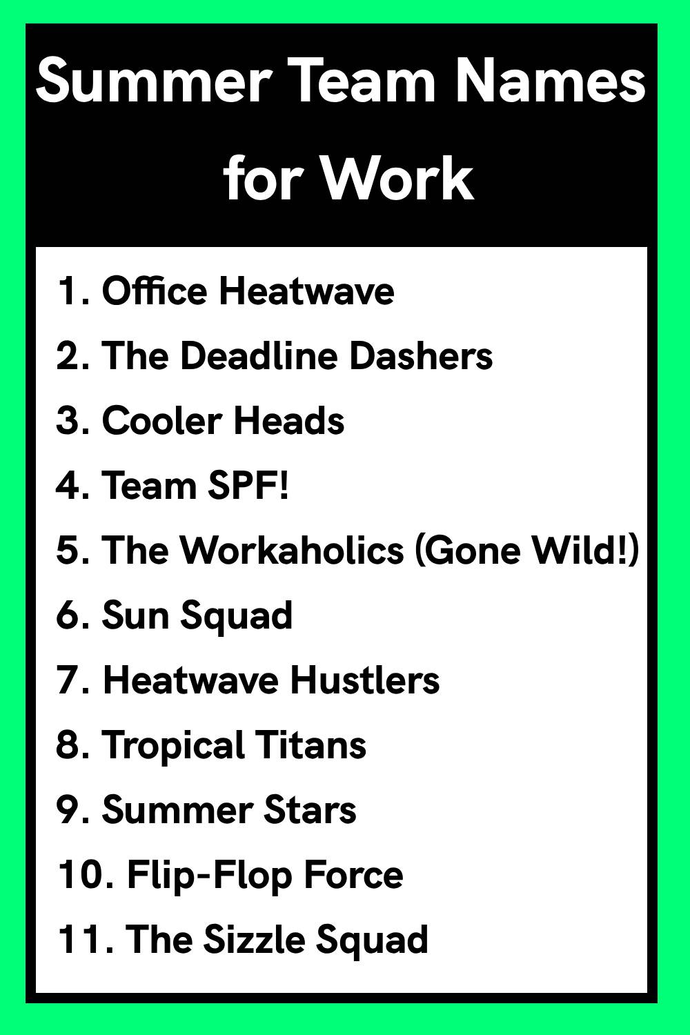 Summer Team Names for Work