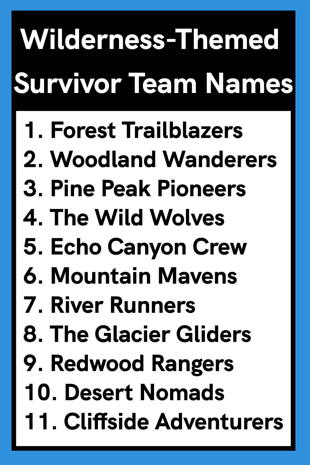 Wilderness-Themed Survivor Team Names