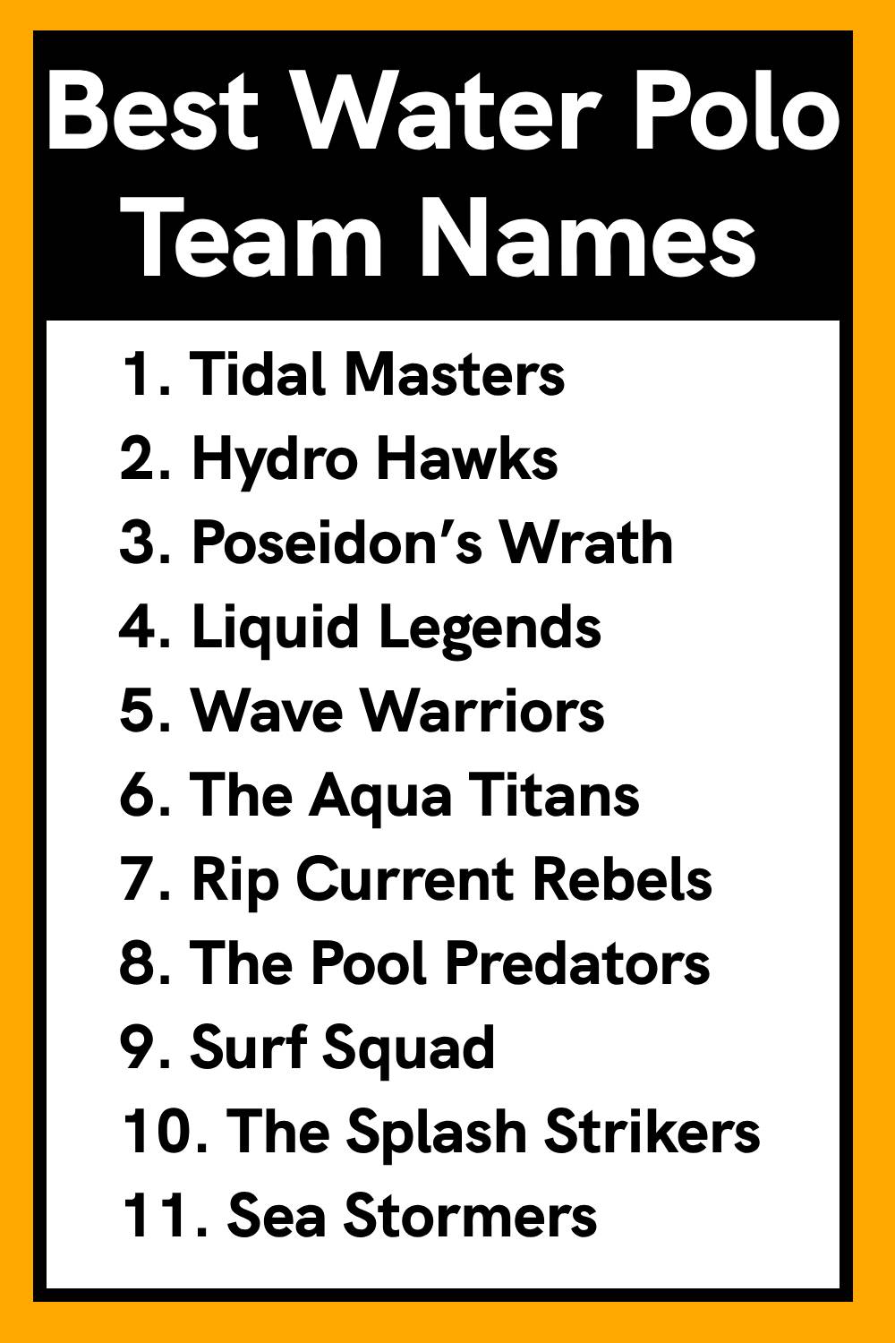 Best Water Polo Team Names 