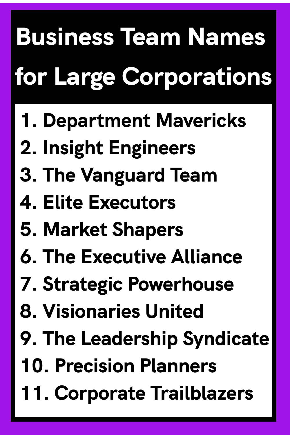 Business Team Names for Large Corporations