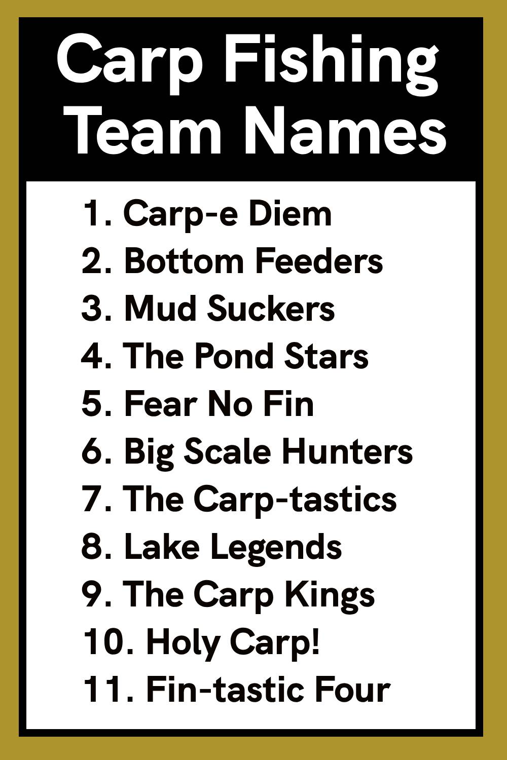 Carp Fishing Team Names