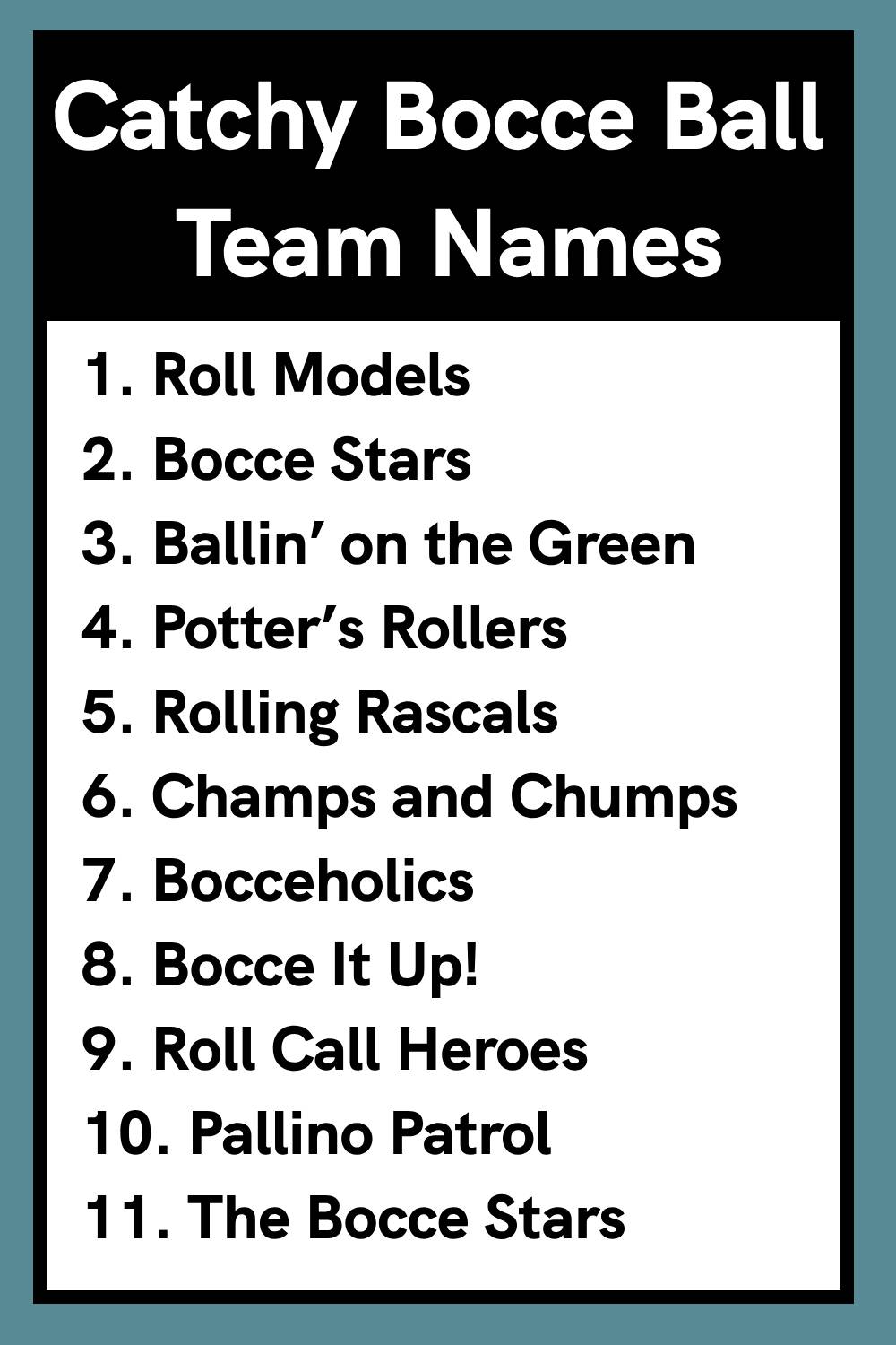 Catchy Bocce Ball Team Names
