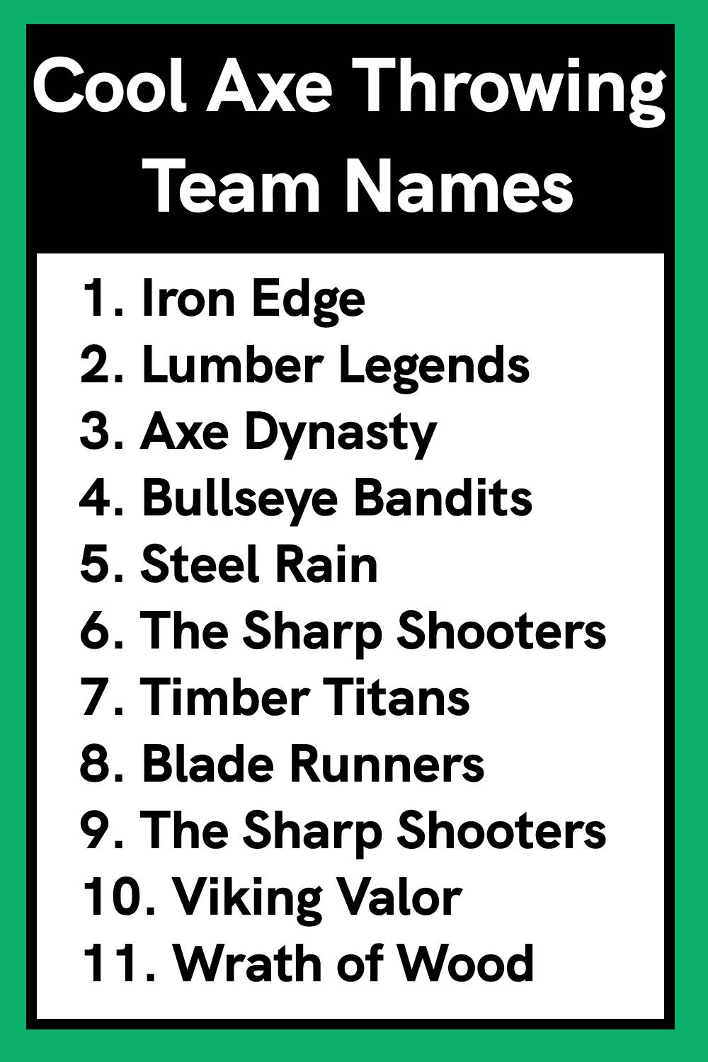 Cool Axe Throwing Team Names