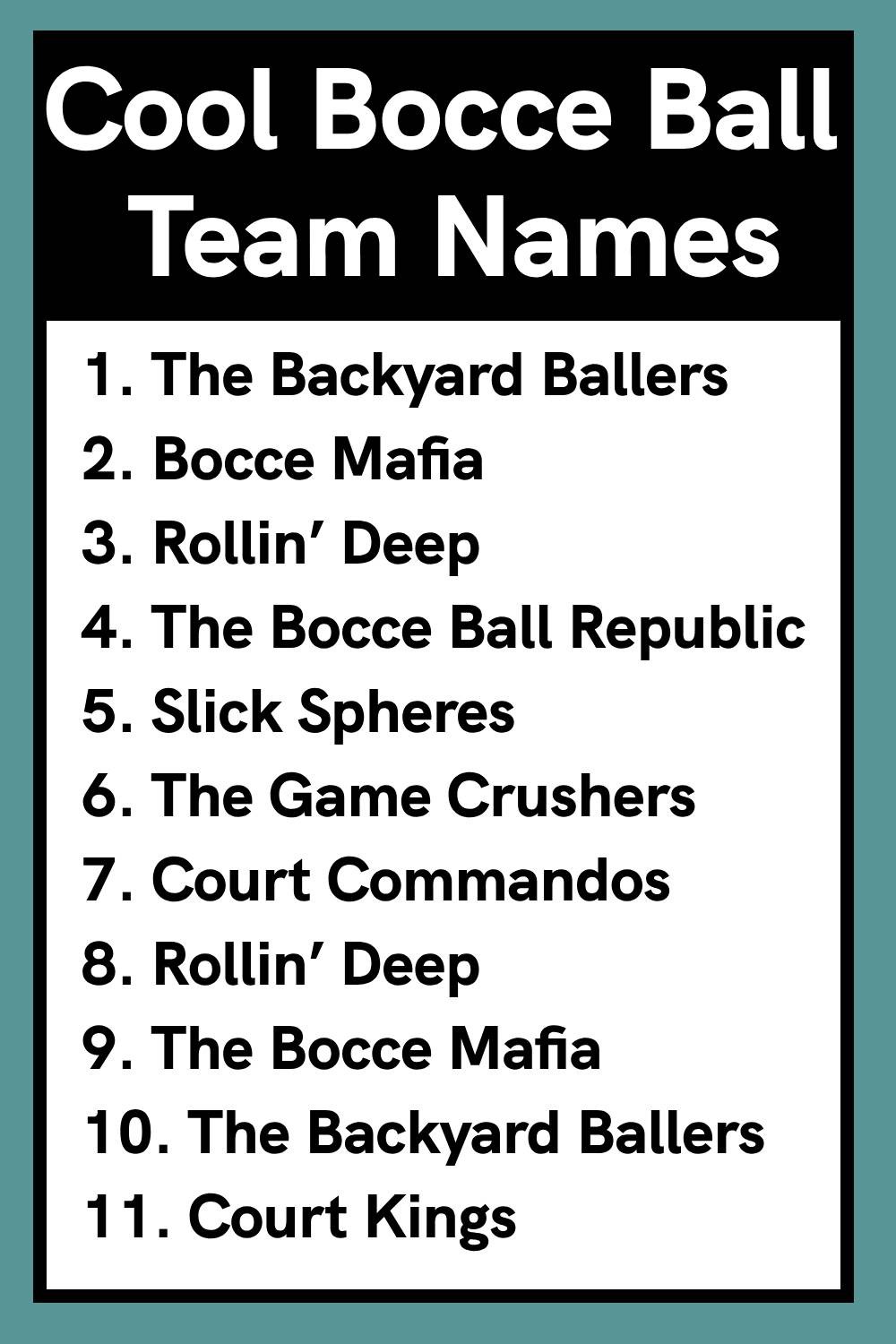 Cool Bocce Ball Team Names