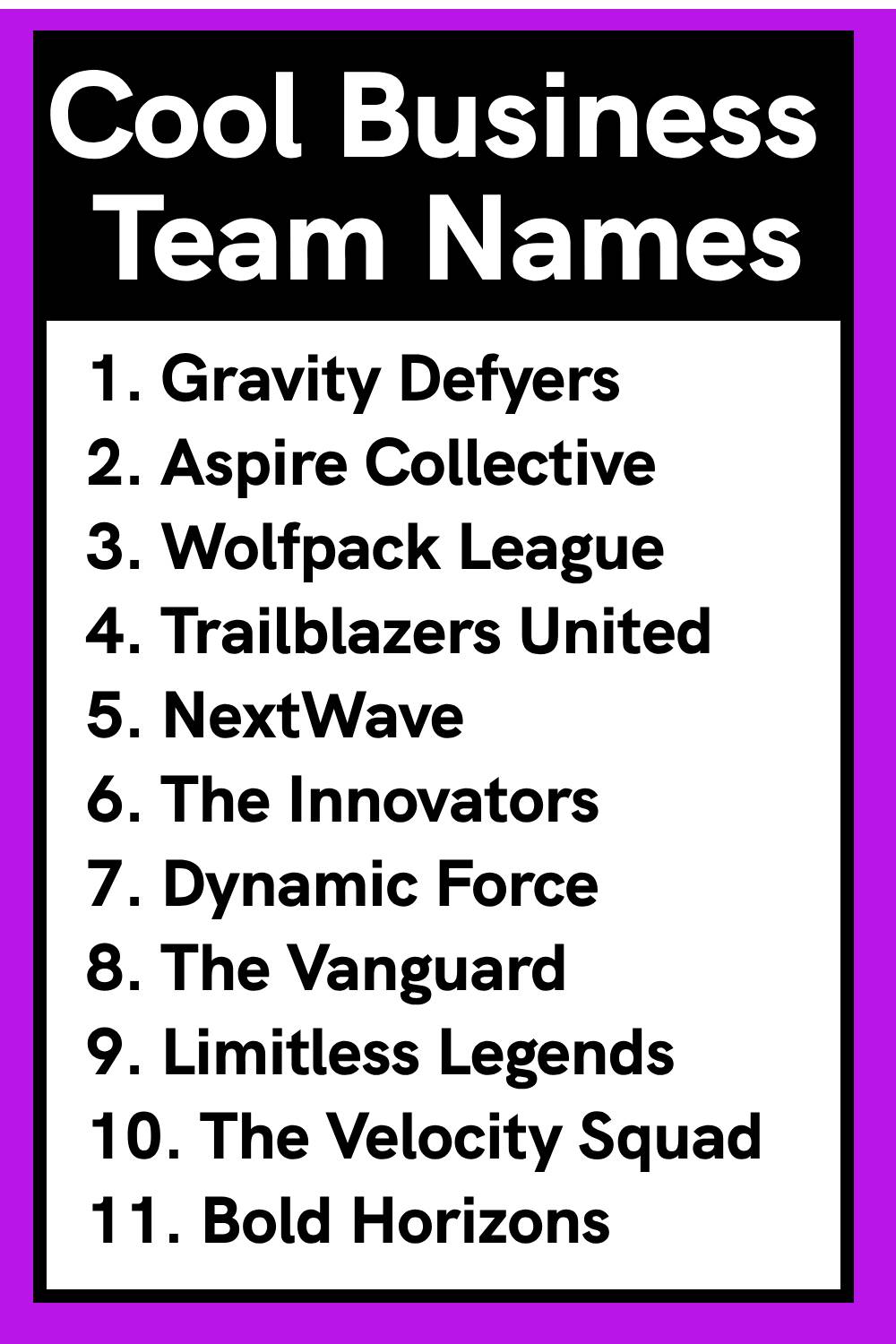 Cool Business Team Names