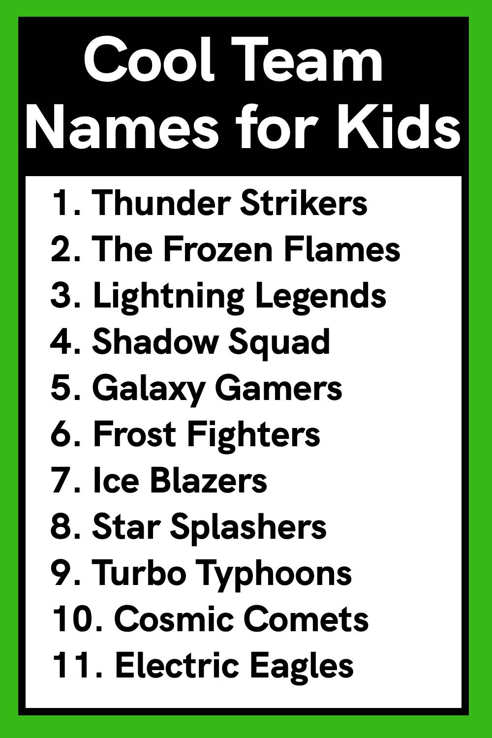 Cool Team Names for Kids