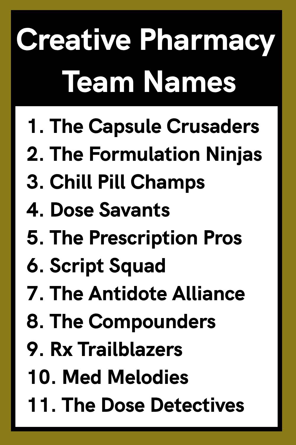 Creative Pharmacy Team Names