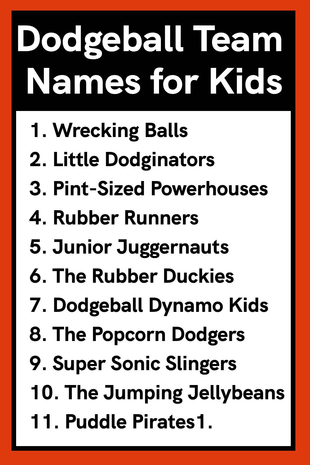 Dodgeball Team Names for Kids