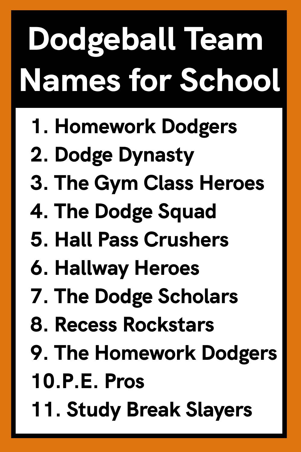 Dodgeball Team Names for School