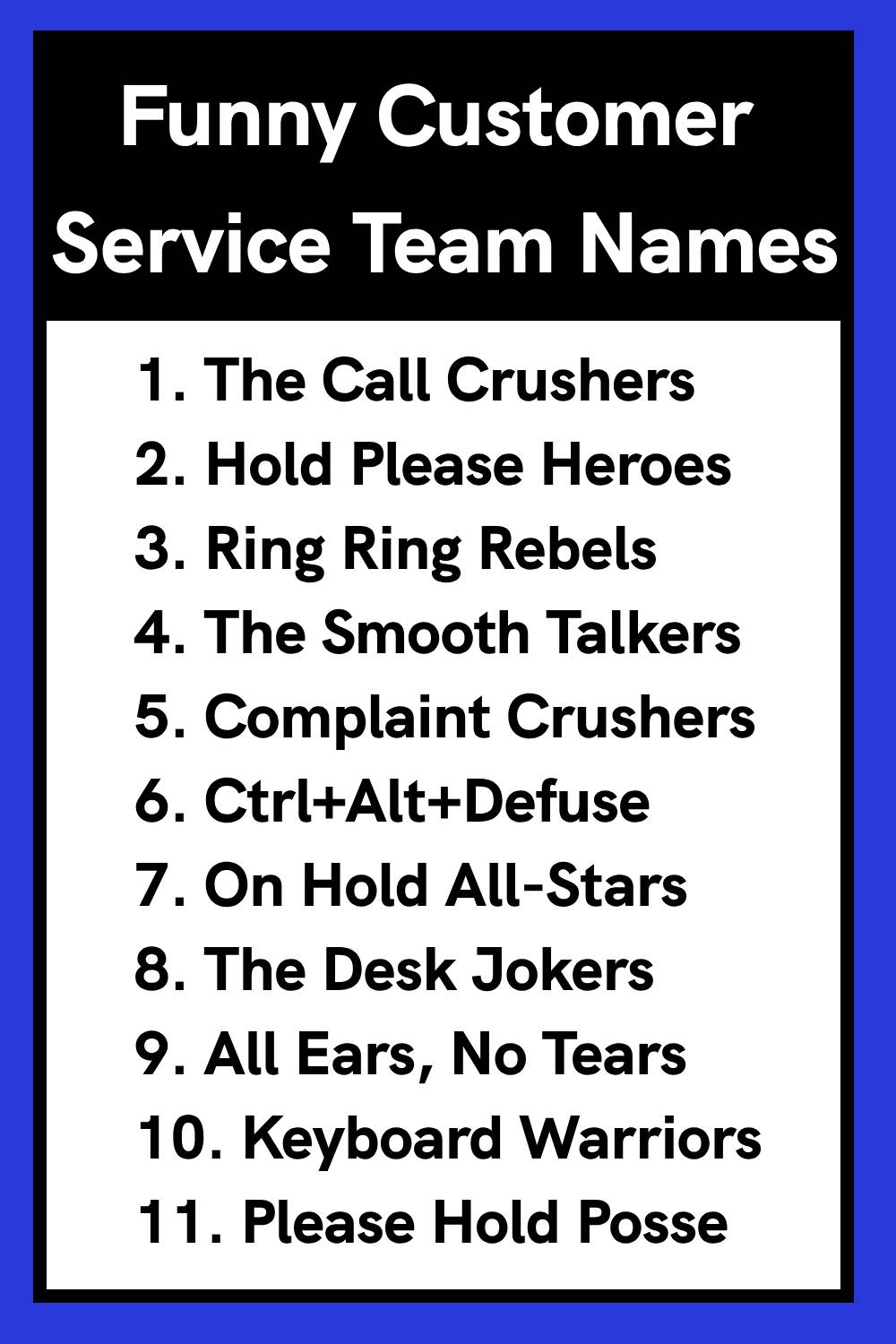Funny Customer Service Team Names