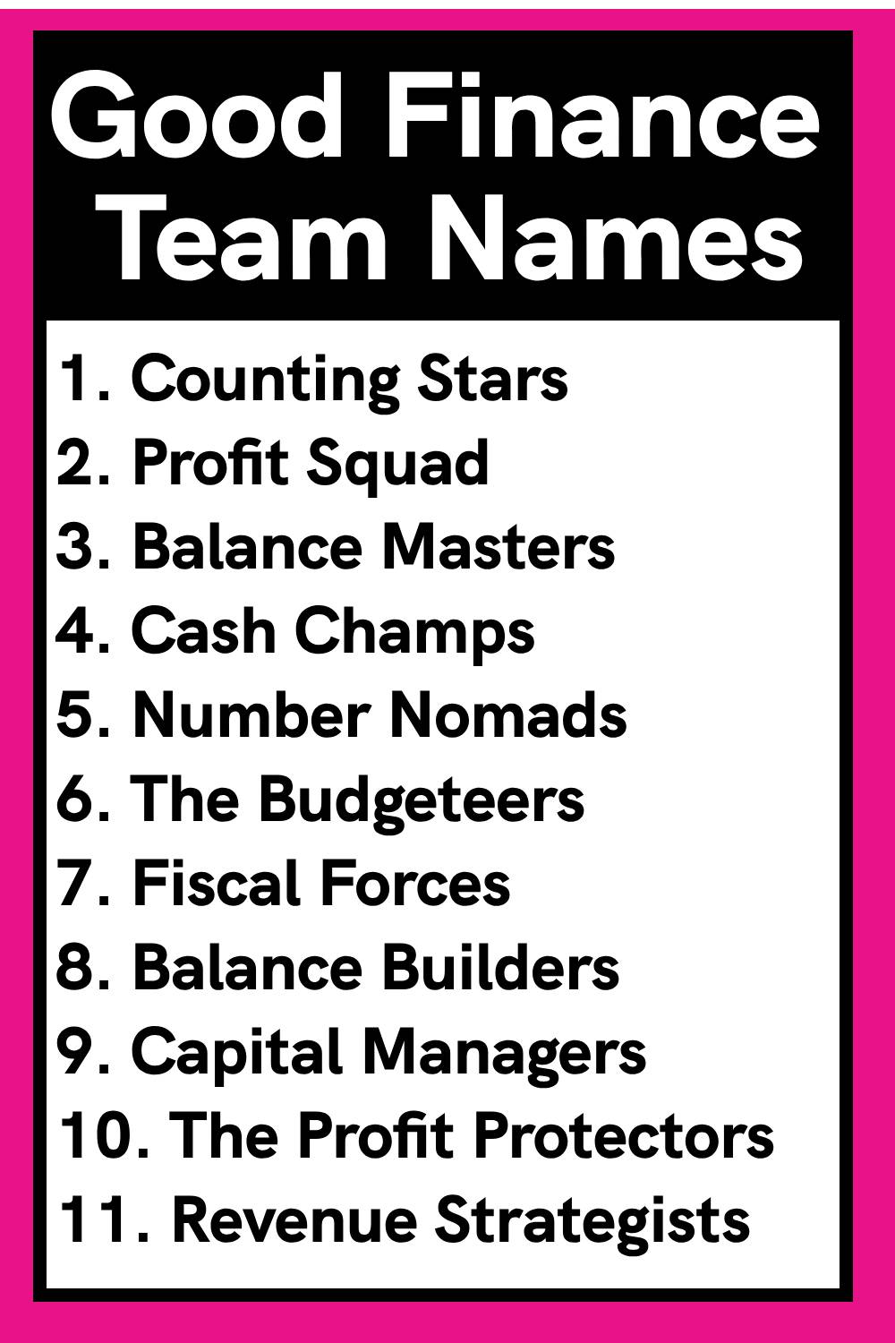 Good Finance Team Names
