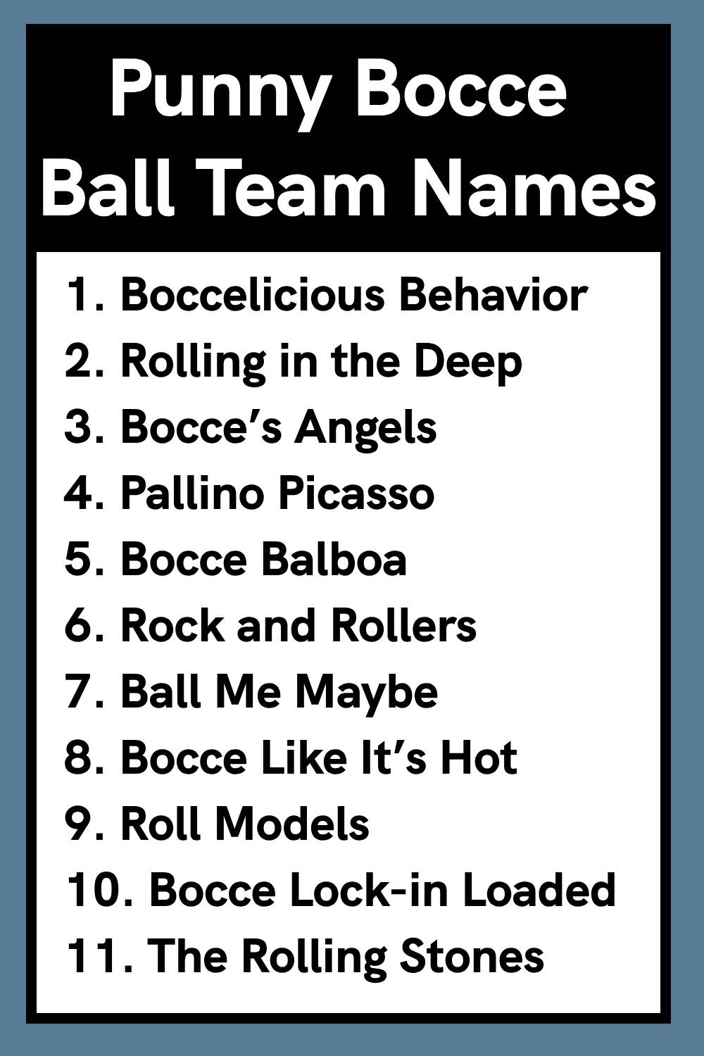 Punny Bocce Ball Team Names