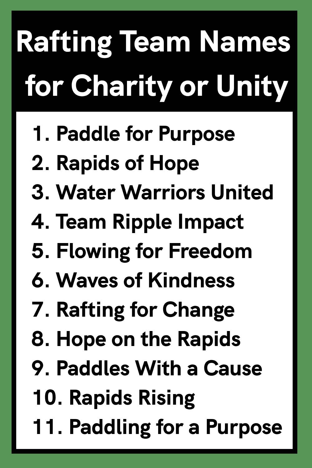 Rafting Team Names for Charity or Unity
