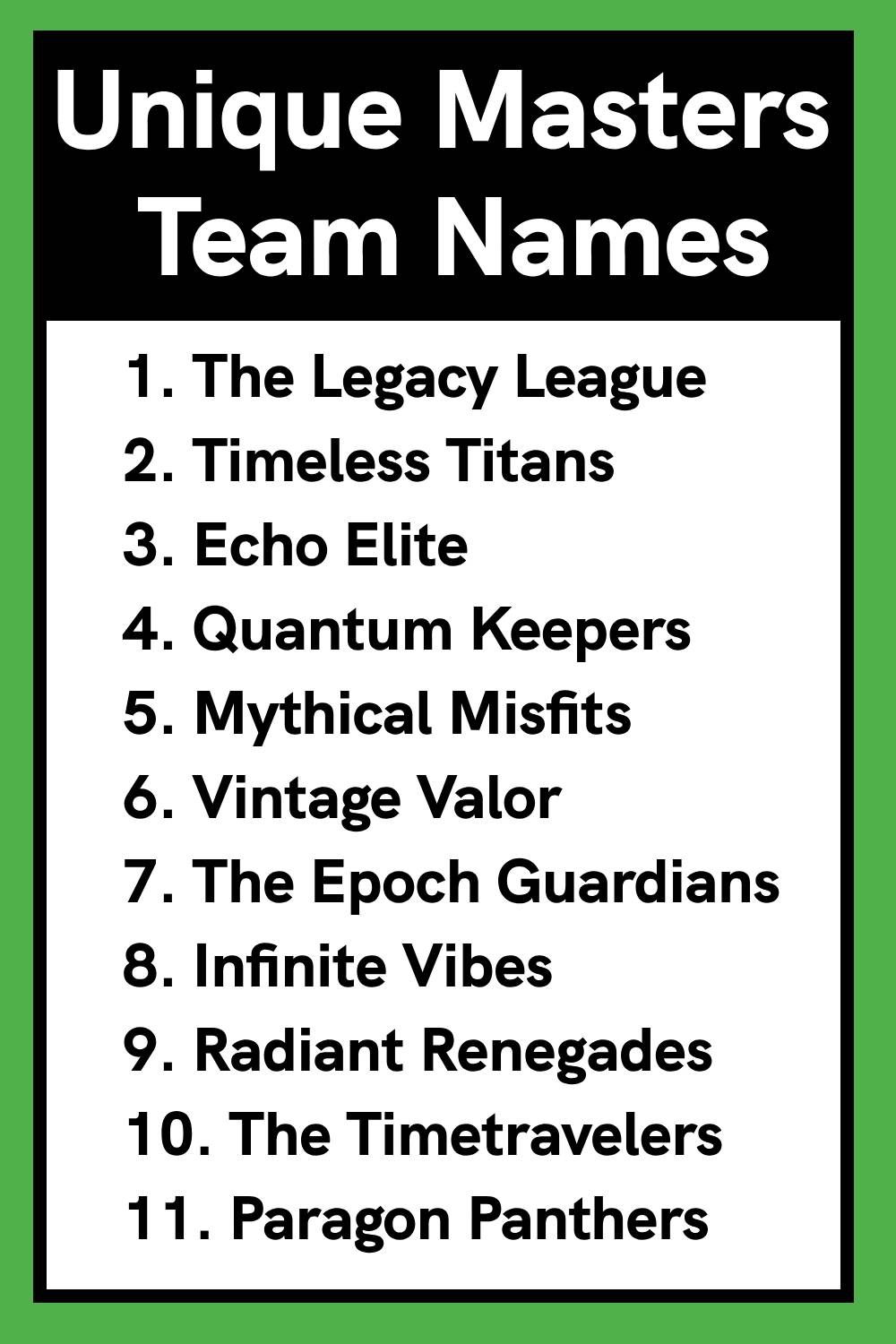 Unique Masters Team Names