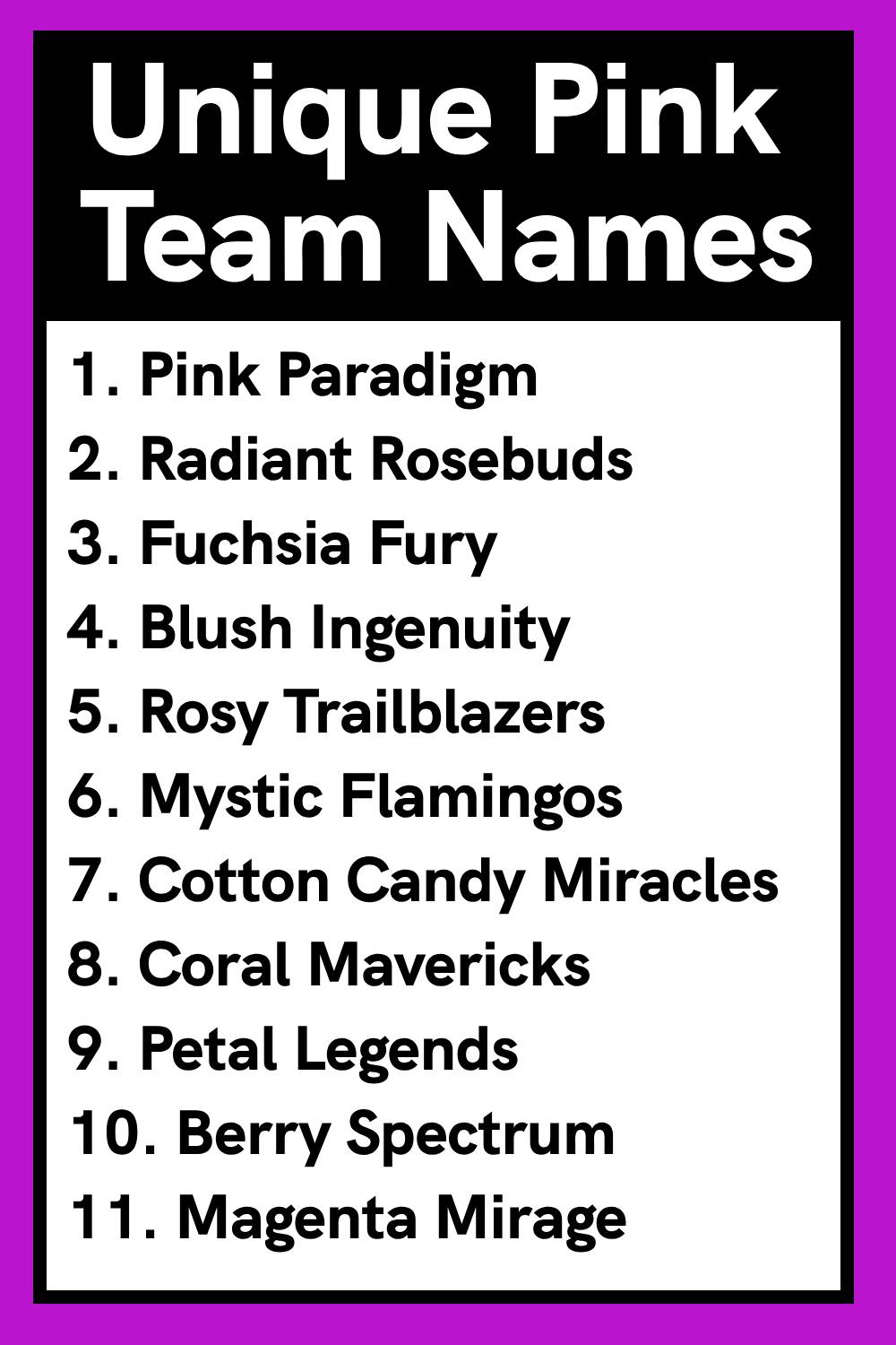 Unique Pink Team Names