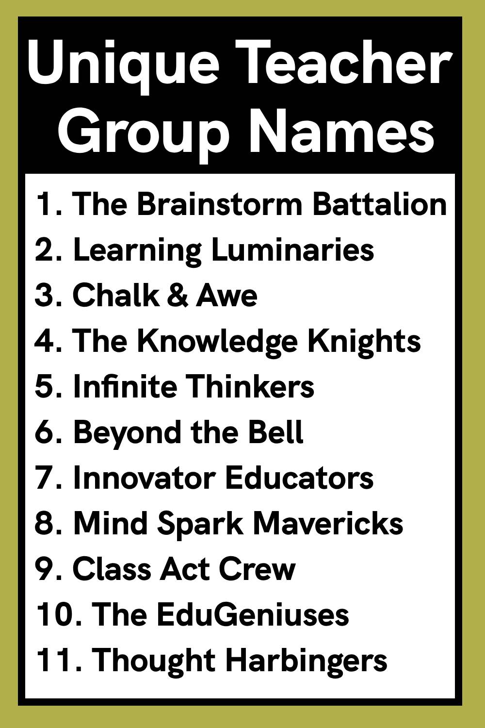 Unique Teacher Group Names